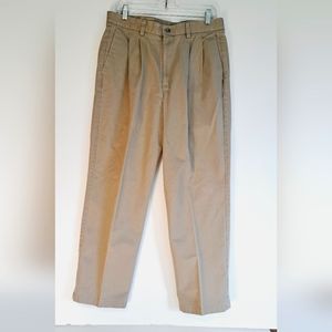 Dockers Mens Pant Wide Leg Individual Fit Mid Rise Pockets Logo Beige Size W34